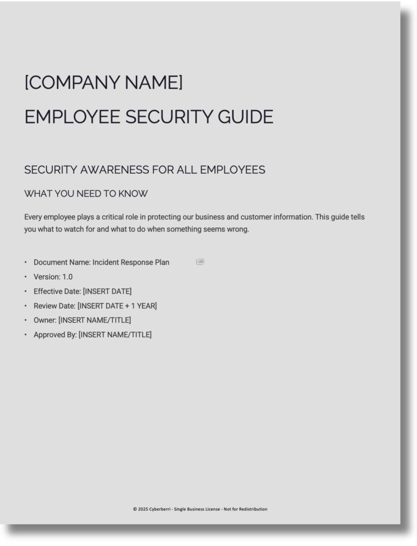 Cover image of Cyberberri Employee Security Guide Template