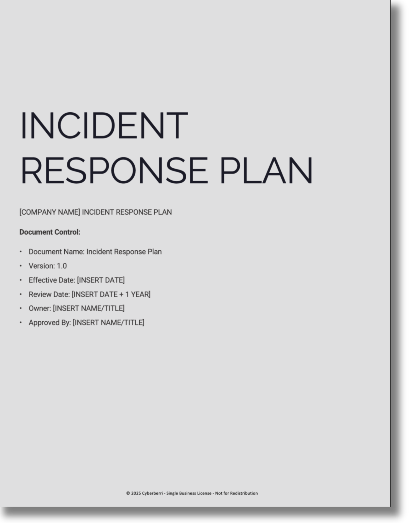 Cover image of Cyberberri Incident Response Plan Template