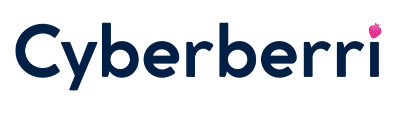 Image of Cyberberri with a strawberry as the dot in the i